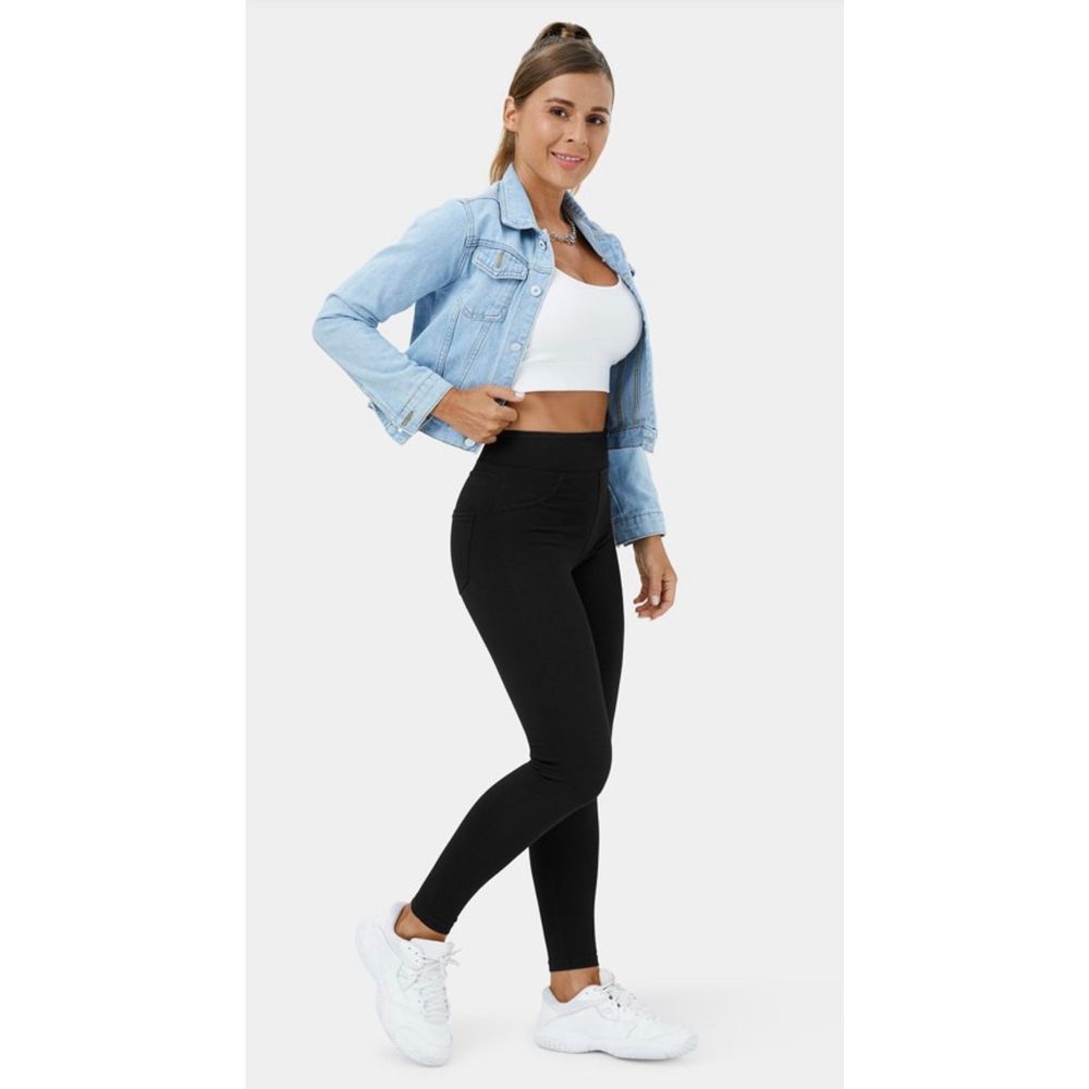 Halara HalaraMagic™ High Waisted Back Side Pocket Stretchy Knit Denim Casual Leg